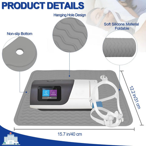 CPAP Silicone Protector Mat For Nightstand Waterproof Non Slip Pad Guards Against Water Spills Heat Damage Vibration And Scratches