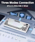 Tri Mode Wireless Mechanical Gaming Keyboard Hot Swap Linear Switches Bluetooth Two Point Four G And Usb C Eight Thousand Mah Battery Drip Layout with Type-C and wireless connections