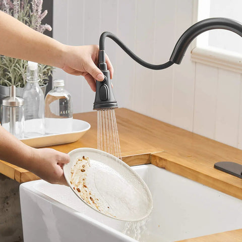 Oil Rubbed Bronze Kitchen Faucet With High Arc Gooseneck Pull Down Sprayer 3 Function Spray Head Single Handle Heavy Duty Commercial