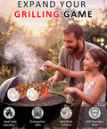 Father and daughter using Rolling Grill Basket Set For Dad And Grill Masters, Removable Wooden Handle, 304 Stainless Steel for vegetables