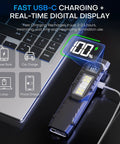Handy 1500 Lumen Tactical LED Flashlight Rechargeable Flat Pocket Light with USB-C charging and digital display
