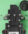 Rugged 12V DC Fresh Water Pump With 2 Hose Clamps Self Priming Diaphragm Pump Pressure Switch 4.5 Liters Per Minute 80 PSI Adjustable
