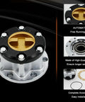 Built Tough Mechanical Locking Hubs Wheel Bearing Assembly Compatible With Suzuki Samurai Vitara Jimny Escudo Sierra Alloy Hub Unit 26 Spline top view showing durable metal construction and automatic function.