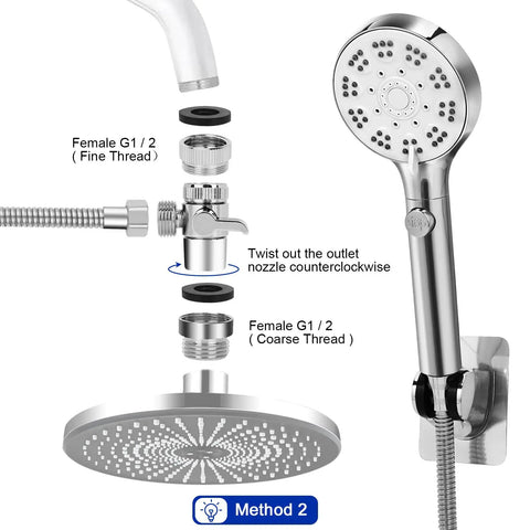Top Shelf Handheld Bathtub Shower Head With 79 Inch Hose And Dope Six Spray Modes Includes Three Way Brass Diverter Smooth Install For Bathroom And Garden Renovation Projects