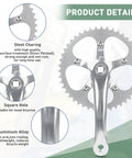 Beefed Up Bike Crankset And Arm 46T Steel Chainring 170mm Aluminum Alloy Arm 104BCD Single Piece Silvery Finish Product Details