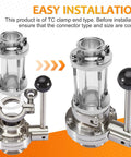 Two 1.5-inch stainless steel butterfly valves with pull handles and silicone gasket TC sanitary fittings.