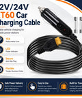 No Hassle Bulletproof XT60 To 12V 24V Car Charger Cable with a black 6.6ft long design for solar power gear.