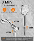 High Pressure Handheld Shower Head With Filter, 7 Modes, Anti Clog Nozzles installation steps against gray tile wall
