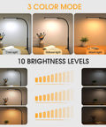 LED Desk Lamp With Clamp And USB Adapter For Home Office Clip On Light With Three Modes And Ten Brightness Levels Black