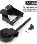 Heavy Duty Spring Loaded Gate Caster Wheel With 360 Degree Swivel And Universal Mount Plate Leveling Bracket set with mounting screws.