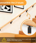 Four Pack Adjustable Handrail Brackets For Stairs Featuring 270 Degree Universal Swivel on wall studs with wood railing.