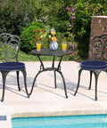 Outdoor Bistro Chair Cushions Set Of 2, 15 Inch Round Seat Cushions With Ties on patio chairs by a pool