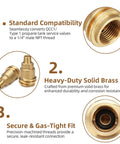 Heavy-Duty Propane Quick Connect Adapter QCC1 Type 1 to One Quarter Inch Male NPT Brass Tank Connector for RVs