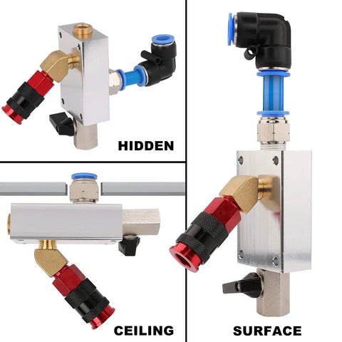 Compressed Air Outlet Kit For 1/2 Inch Tubing System With 1/4 Inch NPT Outlet Port No Fuss Push To Connect Outlet Block With Elbow NPT Straight And Universal Coupler DIY Air System