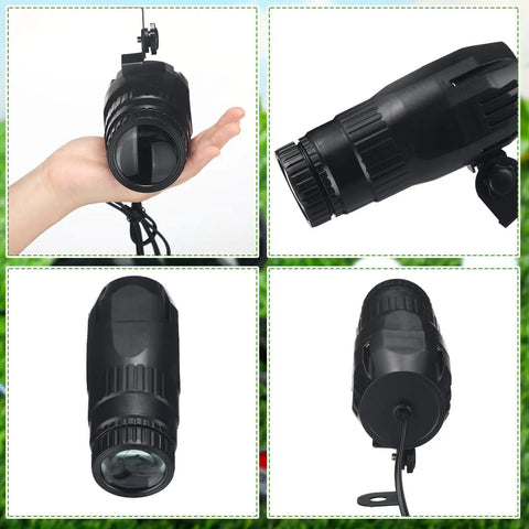 Indoor Golf Spot Light For Simulators And Practice, Adjustable Pin Spotlight With Mirror Ball Effect shown in hand and side view