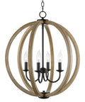 4 Light Modern Farmhouse Pendant Chandelier With Armillary Sphere Cage In Smoked Birch Finish Rustic Round Orb Ceiling Light