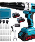 Beast 21V Brushless Cordless Rivet Gun Kit With Two 2.0Ah Batteries And Charger, Automatic Pop Rivet Tool for DIY Use