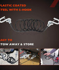 Coiled Trailer Safety Cable Kit With S Hooks, 7500 Lb Capacity, 7 Feet Long, Black Heavy Duty Towing Cables, Set Of 2