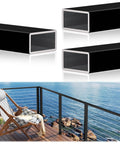 10 Ft Black Aluminum Handrail Featuring Pro Grade Powder Coating and Top Shelf Nylon End Caps, ideal for outdoor deck upgrades.