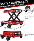 Beefy 1200 Lbs Motorcycle Lift Jack with Wheels for Dirt Bikes Street Bikes Cruisers and ATVs wide deck scissor lift