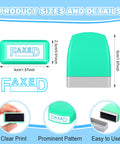 Fresh Out The Box 8 Piece Pre Inked Office Stamp Set With Bold Multicolor Plastic Handles For Swiftly Marking Approved Paid Copied And Confidential Documents A Smooth Workspace Essential, focal stamp showing size and clear print.