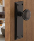 New York Style Door Knob With Plate Set For Interior Doors Smooth Round Knob Paired With Long Plate Classic Tailored Look