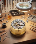 Watch Movement Holder With Durable Aluminum Alloy Base Repair Stand For 2892 And 2824 Movements on workbench with tools