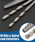 Drill bits and spiral screw extractors from 34 Piece Bolt And Screw Extractor Kit With Case For Stripped Fasteners