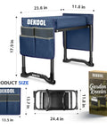 Upgraded Garden Kneeler And Seat With 9.8 Inch Wide And 3 Inch Thick Kneeling Pad, Heavy Duty Stool With 2 Large Tool Bags, Blue