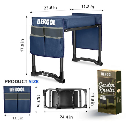 Upgraded Garden Kneeler And Seat With 9.8 Inch Wide And 3 Inch Thick Kneeling Pad, Heavy Duty Stool With 2 Large Tool Bags, Blue