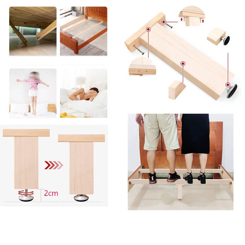 4 Pack Adjustable Wooden Bed Slat Support Legs With Height Adjustable Center Support For Diy Fur Bed Sturdy Wood Furniture Feet Replacement 12 To 14 Cm For Stable Sleep And Floor Protection
