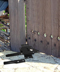 Beefy Heavy Duty Post Mount Gate Hinge For Wooden Fence Gates Outdoor Yard Security Hardware Durable Iron Gate Hardware For Backyard Fences Weatherproof Construction Ensures Smooth Operation And Long Lasting Performance black iron hinge on wooden fence gate