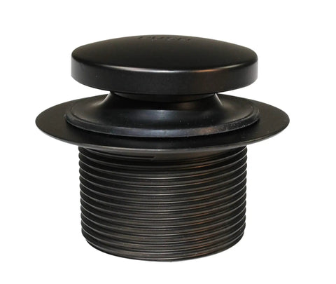 Heavy Duty 17 Gauge Brass Bathtub Drain Assembly Featuring A Tip Toe Drain Closure And Smooth Oil Rubbed Bronze Trim close-up view.