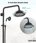 Oil Rubbed Bronze Shower Faucet Set With 8 Inch Rainfall Shower Head Handheld Spray Wall Mount Triple Function Lux Bath Setup
