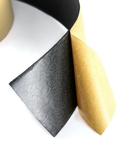 Pipe Wrap Insulation For Heat And Cold Pipes, Fiberglass Free Material, 3 Inch By 1 Eighth Inch By 25 Feet, close-up with adhesive detail