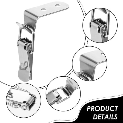 4 Pack 90 Degree Stainless Steel Toggle Latches With Spring Loaded Hasp Locks For Wooden Tool Boxes Cabinets Chests Includes 16 Screws Easy Install Clip Buckle System For Secure Closure detail view of latch design