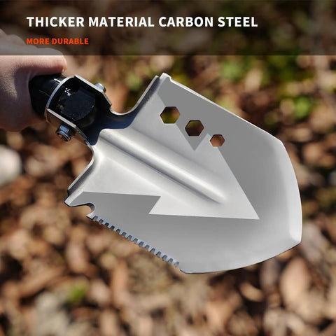 Heavy Duty Camping Axe And Shovel Multi Tool Set For Off Road Survival Gear Tactical Car Emergency Kit Compact Steel Axe Shovel Combo with serrated edge shown