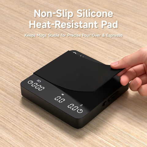 Game Changing Digital Coffee Scale With 2 Kg Capacity And 0.1g Precision, Tiny Espresso Scale With Timer, Silicone Pad Detail