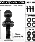 4 Piece 10mm Ball Stud Kit For Gas Struts With M6 Thread Includes Spacers And Nuts Built Tough For Lift Support And Car Gas Spring