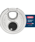 Beefy Heavy Duty Diskus Storage Padlock 70mm Wide For Outdoor And Commercial Use Keyed Alike With 2 Keys Included