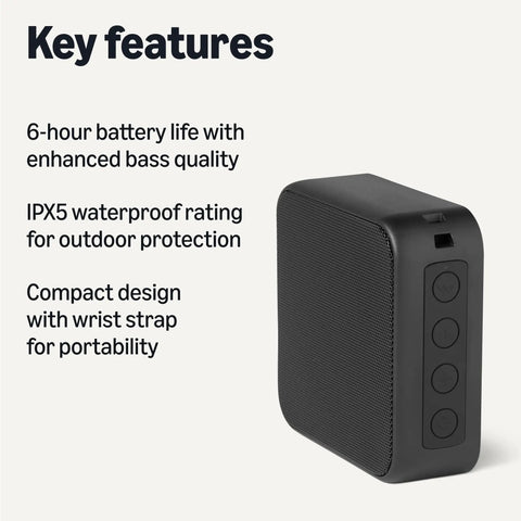 Compact Bluetooth Speaker With IPX5 Waterproof Rating, 6 Hour Playtime, USB C Charging, Bluetooth 5.3 For Indoor And Outdoor Use