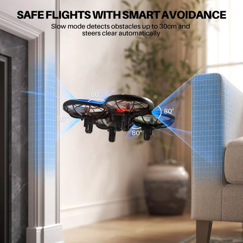 Kid Friendly Indoor Drone With Obstacle Avoidance And 20 Minute Flight Time With Two Batteries Included One Key 360 Degree Flips