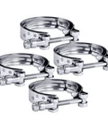 4 Piece V Band Clamp Kit For 2.5 Inch Flanges, Stainless Steel T Bolt Clamps, Easy Install And Removal, Even Pressure Seal