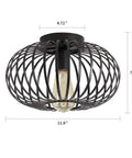 Industrial Black Metal Cage Ceiling Light Fixture For Hallways Living Rooms And Kitchens Semi Flush Mount Modern Farmhouse Style