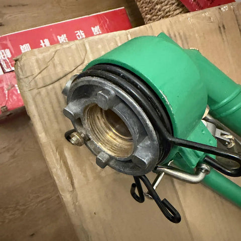 Close-up of Impact Sprinkler With Pressure Gauge, 360 Degree Slow Rotation, Large Area Watering Sprinkler Gun For Farm Irrigation, 1.5 Inch Spray Head.