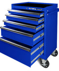 5 Drawer Rolling Tool Chest With Casters And Locking System, 27-Inch Metal Tool Storage Cabinet With Drawer Liners, Heavy Duty 600 Pound Load Capacity, Blue Finish, Easy Roll Mobility