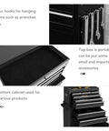 Rolling Tool Chest With 8 Drawers And Detachable Top Toolbox, Mobile Steel Tool Storage Organizer On Wheels For Warehouse, Workshop, And Garage, Includes Side Hooks And Drawer Liners showing side hooks, portable top box, and bottom cabinet