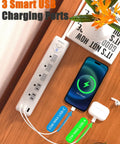 2 Prong To 3 Prong Outlet Adapter Power Strip With 10ft Extension Cord Polarized Plug 1680J Surge Protector on desk