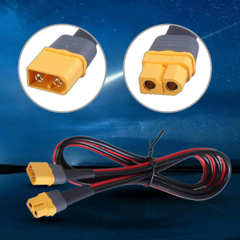 Top Shelf Heavy Duty Male To Female Extension Cord Pure Copper Core with yellow connectors, 12AWG, 16 Feet for RC rigs and battery packs.