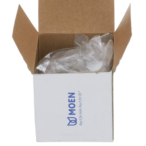 Chateau Collection Chrome And White Insert Replacement Tub And Shower Faucet Knob Handle Kit packaged in box